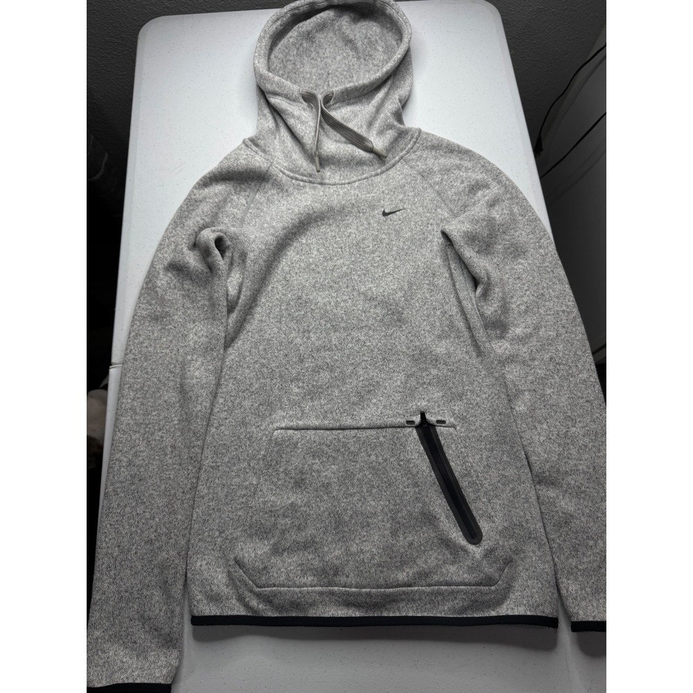 Nike Tech Fleece‎ Hoodie Grey Heather Knit Pullover Bonded Zip Pocket Mens Small